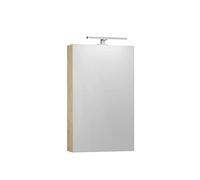 Baikal Mueble Camerino con Espejo, Armario Auxiliar de Baño Multiusos, Opción con o sin Luz LED. Mueble de Pared de fácil colocación. Armario MONTADO. Acabado Nature. Camerino LED 48 cm