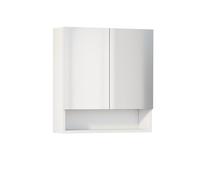 Baikal Mueble Camerino con Espejo, Armario Auxiliar de Baño Multiusos, Opción con o sin Luz LED. Mueble de Pared de fácil colocación. Armario MONTADO. Acabado Blanco. Abierto 2 Puertas 60 cm