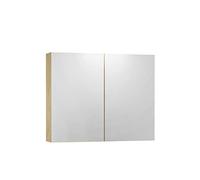 Baikal Mueble Camerino con Espejo, Armario Auxiliar de Baño Multiusos, Opción con o sin Luz LED. Mueble de Pared de fácil colocación. Armario MONTADO. Acabado Nature. Camerino 80 cm