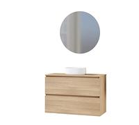 Baikal Mueble de Baño Deva. Mueble Suspendido en Pared Incluye Lavabo cerámico. Disponible en Fondo 39cm y 46cm. Mueble MONTADO.