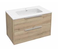 Baikal Mueble de Baño INNA. 100cm Roble. Incluye Lavabo. Mueble MONTADO. Suspendido 2 Cajones con Cierre Amortiguado.