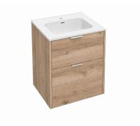 Baikal Mueble de Baño INNA. 50cm Roble. Incluye Lavabo. Mueble MONTADO. Suspendido 2 Cajones con Cierre Amortiguado.