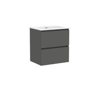 Baikal Mueble de Baño Klay. Mueble MONTADO. 2 Cajones Suspendido con Lavabo. Armario de Baño. Lavabo Ceramico. 60cm Gris Oscuro.