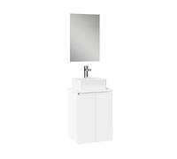 Baikal Mueble de Baño Onyx con Fondo Reducido. Mueble Suspendido en Pared Incluye Lavabo cerámico sobre encimera. Mueble Montado. con Espejo 45 cm Fondo 36, 2 Puertas Blanco Mate