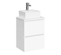 Baikal Mueble de Baño Onyx con Fondo Reducido. Mueble Suspendido en Pared Incluye Lavabo cerámico sobre encimera. Mueble Montado. Sin Espejo 45 cm Fondo 36, 2 Cajones Blanco Mate, 280034797