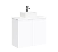 Baikal Mueble de Baño Onyx con Fondo Reducido. Mueble Suspendido en Pared Incluye Lavabo cerámico sobre encimera. Mueble Montado. Sin Espejo 80 cm Fondo 36, 2 Puertas Blanco Melamina