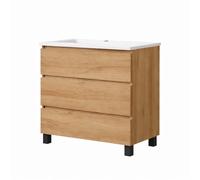 Baikal Mueble de Baño REN. 90cm Teka. Incluye Lavabo. Entrega Montado. Mueble con Patas. 3 Cajones con Cierre Amortiguado.