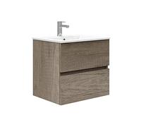 Baikal Mueble de Baño TRIX Fondo REDUCIDO 39cm. Mueble 50cm, 2 cajones, suspendido en Pared. Varios Acabados y Medidas. Mueble Montado. 2 Cajones 50 cm Nebraska