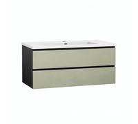 Baikal Mueble de Baño Vita. Mueble MONTADO. Ancho 100cm Verde Cactus. Cierre Amortiguado. 2 Cajones Suspendido con Lavabo Ceramico. Armario de Baño.