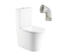 BAIKAL Pack Inodoro PMR + Manguito Extensible 150-470mm. Inodoro Adaptado. WC Movilidad Reducida. Asiento a Mayor Altura que Facilita Sentarse y Levantarse. Cómodo y Seguro para Personas Mayores