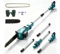 BaiKrafton Mini motosierra 2 en 1 de 8 pulgadas con barra telescópica | Motosierra telescópica sin escobillas compatible con Makita 18 V, alcance de trabajo 4,5 m