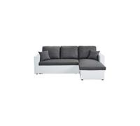BAÏTA Aspen - Sofá esquinero Convertible de 4 plazas con ángulo Reversible y baúl de Almacenamiento de PU y Tela Blanca y Gris