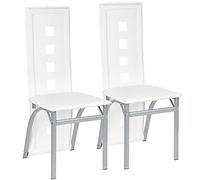 Baiyun Juego de 2 sillas de comedor, asiento moderno de piel sintética con cojín suave, respaldo ergonómico con patas de acero, estilo nórdico, sillas de comedor extra altas (2, blancas)