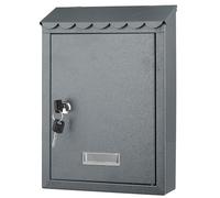 Bakaji 2832148 Buzón de pared de acero inoxidable, buzón para correo de exterior con cierre de llave, gris