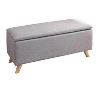 BAKAJI Arcón puf contenedor reposapiés Dormitorio Banco Taburete Estructura de Madera Revestimiento de Tela Hopsack Asiento abatible Acolchado, Gris Luminoso (ral 7035), Unica