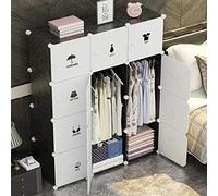 BAKAJI Armario Armario Modular de 12 Cubos con 2 Puertas Perchero 6 estantes móviles modulables modulables Ahorro de Espacio Organizador Ropa Armario portátil casa diseño Moderno (12 Cubos)