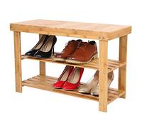 BAKAJI - Banco Zapatero Multiusos de bambú Natural, 70 x 28 x 45 cm