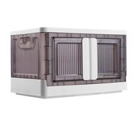 BAKAJI Caja de almacenamiento de plástico con doble sistema de apertura, contenedor plegable para ahorrar espacio con ruedas, zapatero apilable, para ropa, juguetes, libros, DVD, capacidad 45 litros