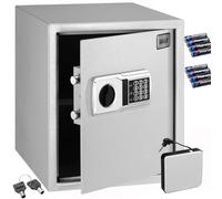 BAKAJI Caja fuerte electrónica de seguridad con caja de batería externa, caja de valores y documentos antirrobo para casa, hotel, armario de pared o independiente, 40 x 35 x 40 cm (gris)