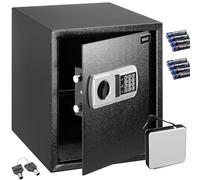 BAKAJI Caja fuerte electrónica de seguridad con caja de batería externa, caja de valores y documentos antirrobo para casa, hotel, armario de pared o independiente, 40 x 35 x 40 cm (negro)
