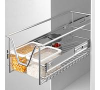 BAKAJI - Cajón telescópico para muebles de cocina - Cesta de almacenamiento extraíble - Ahorra espacio - Riel de acero inoxidable - Medidas 30 cm