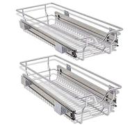 BAKAJI - Cajón telescópico para Muebles de Cocina - Cesta de Almacenamiento extraíble - Ahorra Espacio - Riel de Acero Inoxidable - Medidas 30 cm - Juego de 2 Unidades