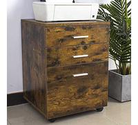 BAKAJI Cajonera Mueble Escritorio Mueble Mueble Puerta Impresora de Madera MDF con 3 cajones y 4 Ruedas giratorias diseño Moderno decoración casa Oficina tamaño 46,5 x 45 x 64 cm (Industrial)