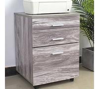 BAKAJI Cajonera para Escritorio Mueble de Oficina Soporte para Impresora, Archivador Móvilde Madera MDF 3 cajones y 4 Ruedas giratorias, decoración para el hogar o la Oficina 46,5 x 45 x 64 cm, Gris