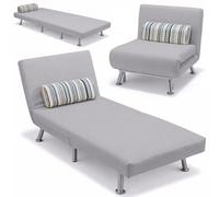 bakaji Cama 1 Plaza Individual Estructura de Metal Revestimiento de Algodón Acolchado Respaldo reclinable de 5 Posiciones cajones de Madera tamaño 75 x 70 x 75 cm