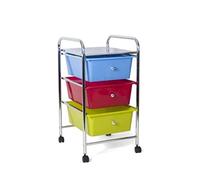 Bakaji carro esteticista de acero cromado cajonera 3 cajones extraíbles colores con 4 ruedas + Estante Superior carro carro con cajones uso Oficina Casa Muebles Baño Silver 33 x 39