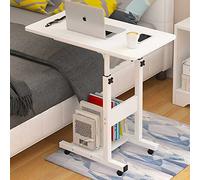 BAKAJI Escritorio Mesa de Trabajo Porta PC Ordenador Altura Regulable Mesa sofá con Tablero y Estante Inferior de Madera MDF Estructura Metal diseño Moderno 60 x 40 x 86 cm (Blanco)
