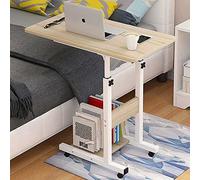 BAKAJI Escritorio Mesa de Trabajo Porta PC Ordenador Altura Regulable Mesa sofá con Tablero y Estante Inferior de Madera MDF Estructura Metal diseño Moderno 60 x 40 x 86 cm (Roble)