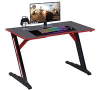 BAKAJI Escritorio para Videojuegos con Estructura de Metal y Tablero de Fibra de Carbono con Alfombrilla para ratón de 120 x 60 x 73 cm