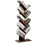 BAKAJI Estantería de 10 estantes Inclinados de Madera MDF Efecto Antiguo, diseño Moderno Industrial para Sala de Estar, Sala de Estar, casa, Oficina, tamaño 141 x 25 x 50 cm