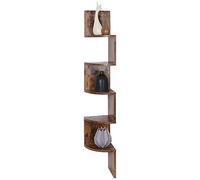 BAKAJI EstanterÍa de Esquina en Pared, EstanterÍa Esquinera de 5 Niveles, Estanteria Libros, para Dormitorio, Sala de Estar, BaÑo, Oficina en Casa, MarrÓn RÚstico, Altura 123 cm x 20 cm