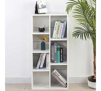 BAKAJI Estantería de vela con 7 estantes, para casa y oficina, armario abierto con estantes de cubo móvil, moderno, almacenamiento de documentos, ideal para estudio, salón, salón, (blanco)