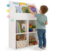 Bakaji Estantería para habitación de niños, Estructura de Madera, estantería con estantes para Juguetes, Libros y revistas, decoración de habitación Infantil, Color Blanco (114 x 72 x 31 cm)