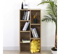 Bakaji Estantería Vela con 7 estantes, para casa y oficina, armario abierto con estantes de cubo móvil, moderno, almacenamiento de documentos, ideal para estudio, salón, estructura de madera (roble)