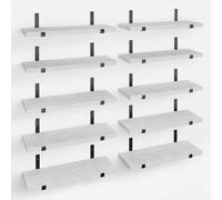 BAKAJI Juego de 10 estantes flotantes de Pared de Madera, estantes de Pared Multiusos con Soportes de Metal, Ideales para Dormitorio, salón, Cocina, baño, librería, Ahorro de Espacio, 40 x 15 cm