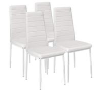 BAKAJI Juego de 4 sillas de Comedor para salón o Cocina, diseño Moderno, Estructura de Metal y Asiento Acolchado de Piel sintética. Dimensiones: 98 x 41 x 45 cm (Blanco)