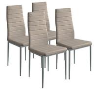 BAKAJI Juego de 4 sillas Modernas para Comedor y salón, Cocina, Asiento Acolchado de Piel sintética, 4 sillas de promoción, Estructura de Acero (Tortora)