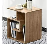 BAKAJI Librería Baja estantería 4 estantes de Madera MDF Mesa café Lateral sofá diseño Moderno decoración para salón salón casa u Oficina Dimensiones 45 x 40 x 55 cm (Roble)