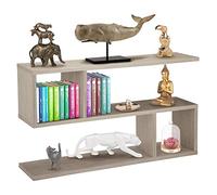 BAKAJI Libreria Baja Estantería 5 estantes de Madera melamínica, diseño Moderno para salón, casa o Oficina, tamaño 80 x 20 x 50,5 cm (Beige)