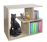 BAKAJI Libreria baja estantería 5 estantes de madera melamínica, mesa lateral sofá diseño moderno para salón, casa o oficina (Beige)