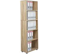 BAKAJI Librería Estantería Vela 5 Estantes Móvil 190 cm Oficina Archivación Documentos Libros Biblioteca Armario Estanterías Salón Salón Estructura de Madera