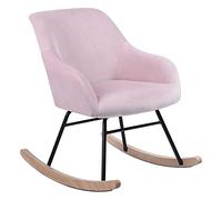 BAKAJI Mecedora Relax Casa Funda de Tela Estructura Madera Acolchado Pies Metálicos Mecedora Madera Tamaño 60 x 78 x 78 cm Diseño Moderno Escandinavo (Rosa)