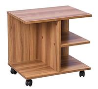 BAKAJI Mesa de café para salón multifunción Mesa sofá Porta TV revistas mesita de Noche con Ruedas de Madera melamina (Nuez)