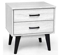 BAKAJI Mesita de Noche de Dormitorio con 2 cajones, estantería Baja, Mesa Lateral y sofá de diseño Moderno escandinavo de Madera MDF de 4 pies, Color Negro (Blanco)