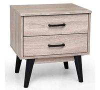 BAKAJI Mesita de Noche de Dormitorio con 2 cajones, estantería Baja, Mesa Lateral y sofá de diseño Moderno escandinavo de Madera MDF de 4 pies, Color Negro (Roble)
