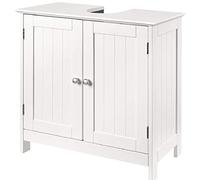 BAKAJI Mueble Bajo Lavabo con 2 Puertas, Armario de Baño, 60 x 60 x 30 cm, de MDF, con Agujero para Sifón, Blanco, Tablero de Fibras